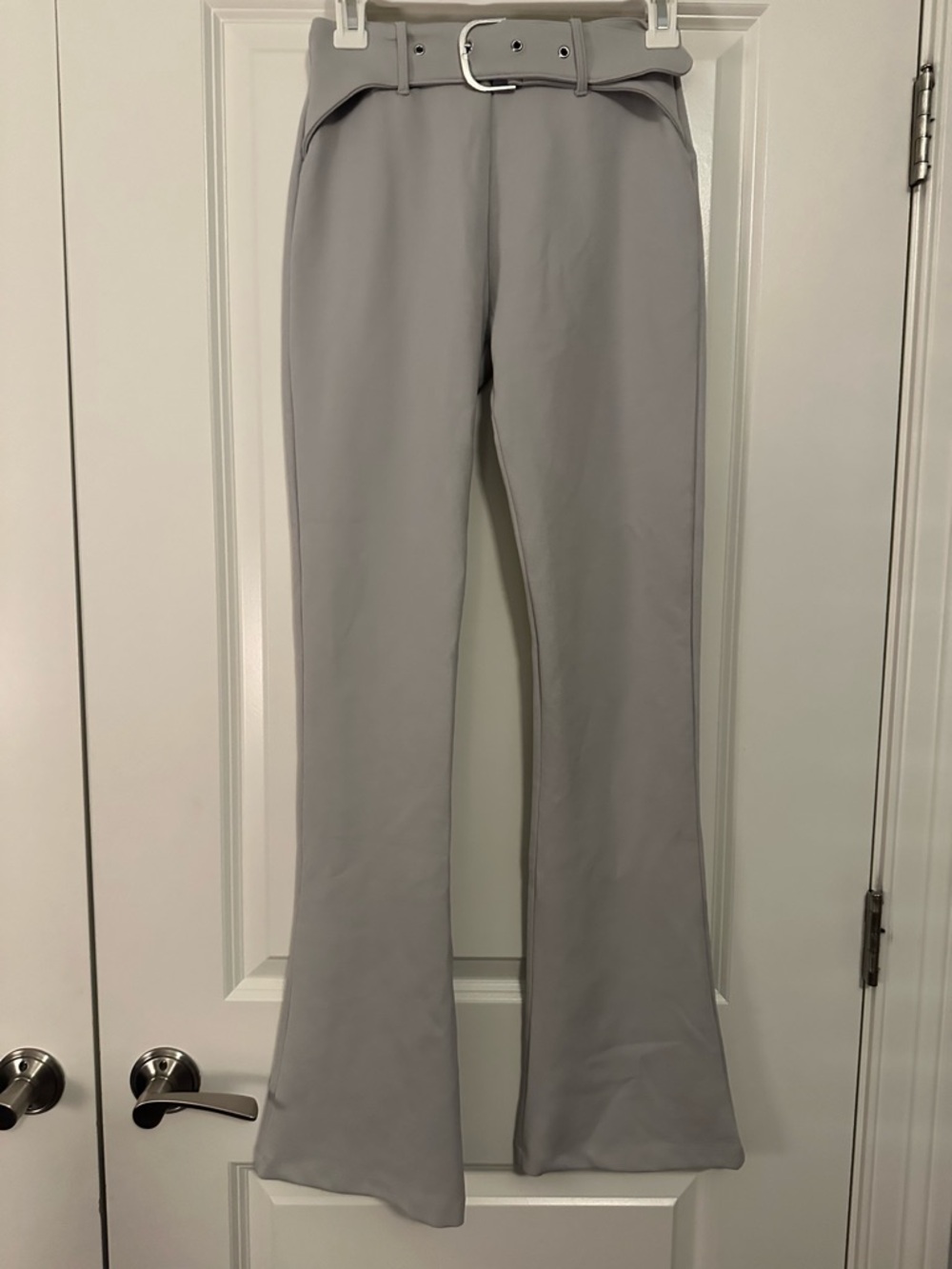 Zara Light Gray Boot Cut Pants with Belt